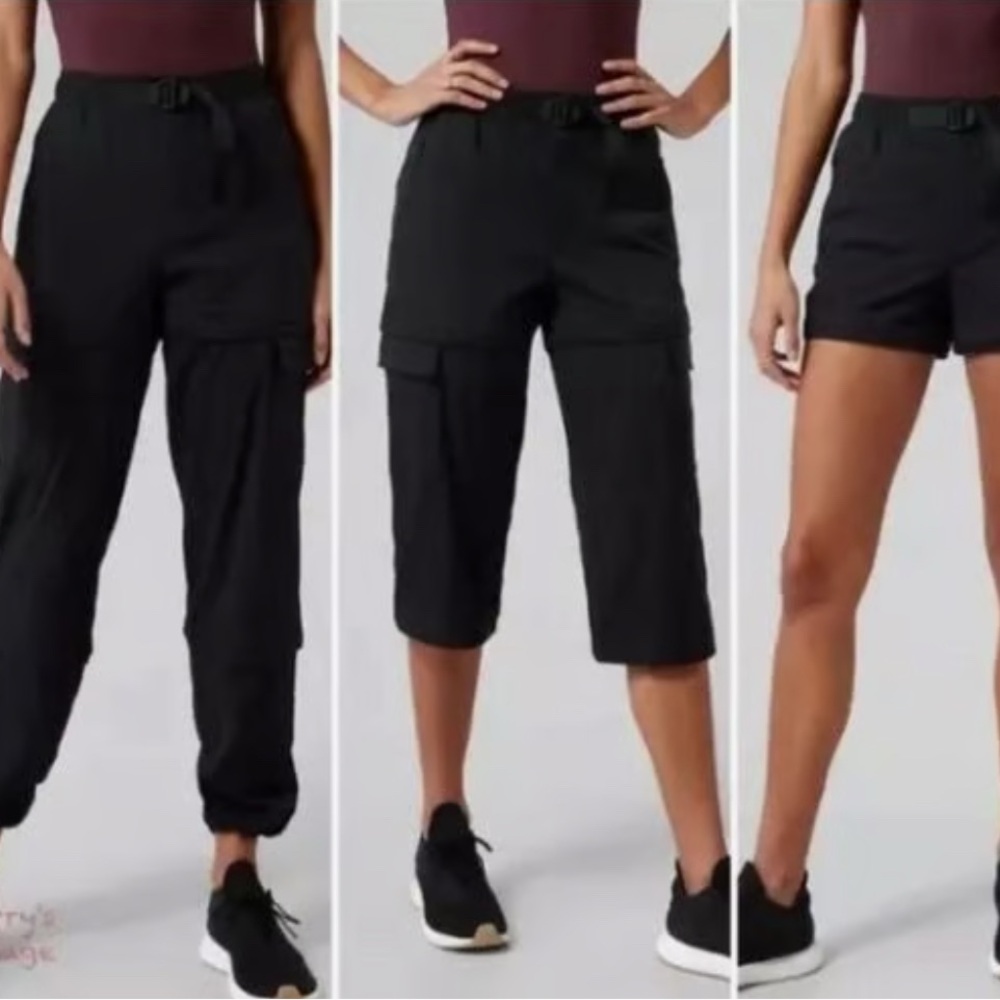 Athleta Black Convertible Track Pants to Shorts